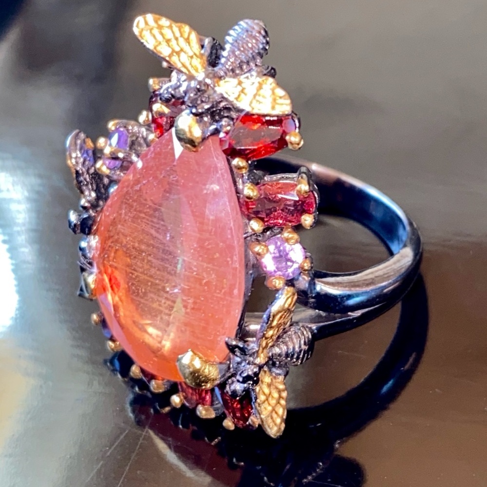 Exquisite Genuine Ruby Garnet Ring - image 7